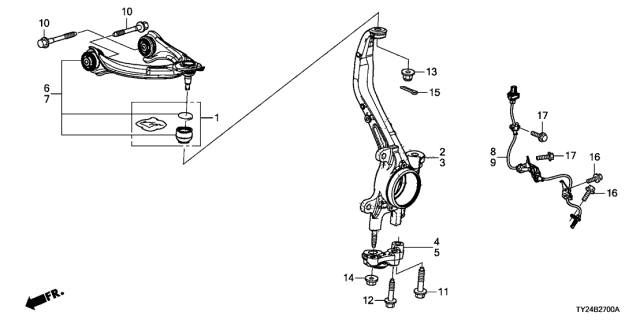 2014 Acura RLX Holder, Left Front Knuckle Diagram for 51246-TY2-A00