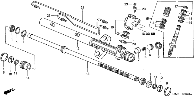 2002 Acura CL 2 Door SPORT KA 5AT P.S. Gear Box Components Diagram