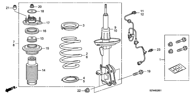 2010 Acura ZDX Left Front Shock Absorber Assembly Diagram for 51602-SZN-A54