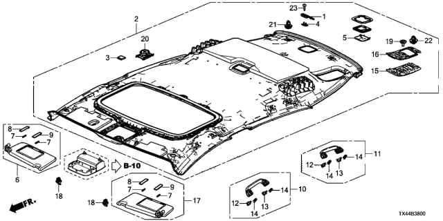 2016 Acura RDX Roof Lining Diagram