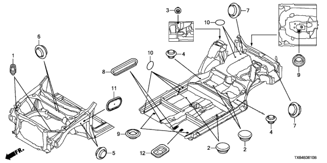 2015 Acura ILX 4 Door TECH KA 5AT Grommet (Front) Diagram