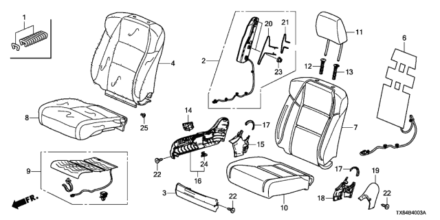 2016 Acura ILX Headrest Assembly, Front (Light Jewel Gray) Diagram for 81140-TX6-A61ZB