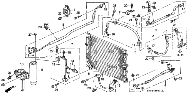 1993 Acura Legend 4 Door STD KA 4AT A/C Hoses - Pipes Diagram 2