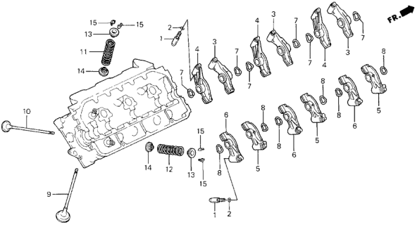 1994 Acura Legend 2 Door LS KA 6MT Valve - Rocker Arm Diagram 2