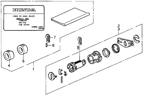 1998 Acura CL 2 Door BAS2.3 KA 4AT Key Cylinder Kit Diagram