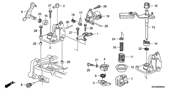 2005 Acura TSX Select Lock Return Spring Diagram for 24524-PNS-000