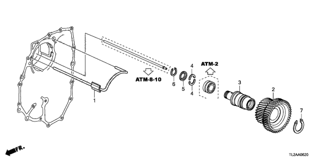 2013 Acura TSX AT Idle Shaft (L4) Diagram