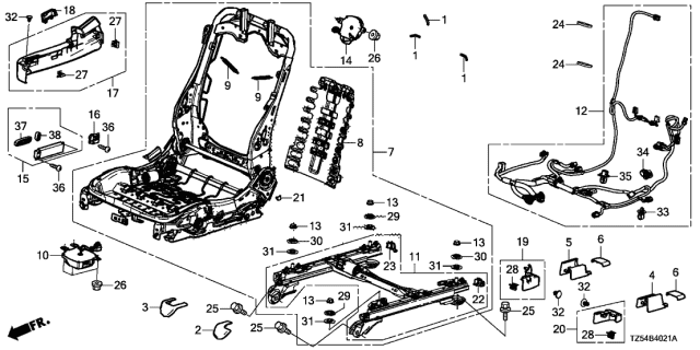 2019 Acura MDX Front Seat Components Diagram 2