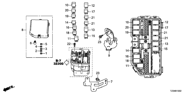 2017 Acura TLX Control Unit - Engine Room Diagram 2