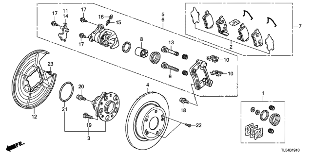 2013 Acura TSX 5 Door TSX KA 5AT Rear Brake Diagram