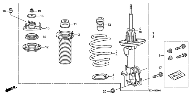 2010 Acura ZDX Front Shock Absorber Diagram