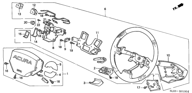 1993 Acura NSX Steering Wheel (Real Black) Diagram for 78510-SL0-A81ZA