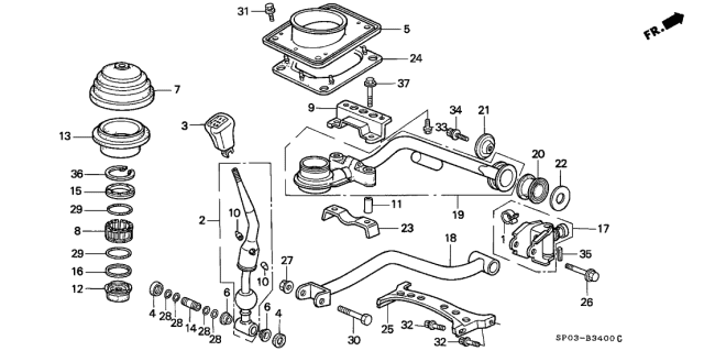 1993 Acura Legend 4 Door STD KA 5MT Shift Lever Diagram