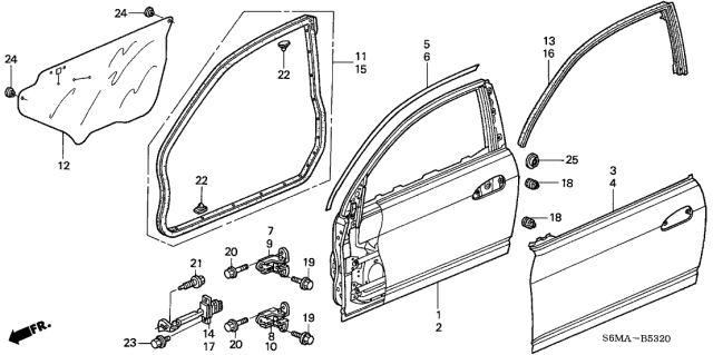 2006 Acura RSX 3 Door BASE KA 5MT Door Panels Diagram