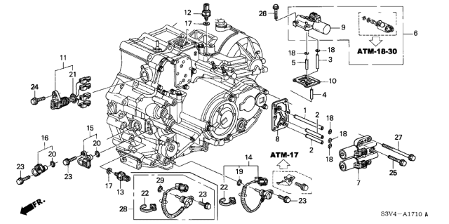 2003 Acura MDX Transmission Linear Solenoid Gasket Diagram for 28252-RDK-000