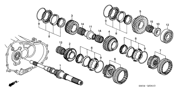2001 Acura NSX 2 Door NSX-T KA 6MT MT Mainshaft Diagram