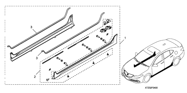 2016 Acura TLX Side Underbody Spoiler Diagram