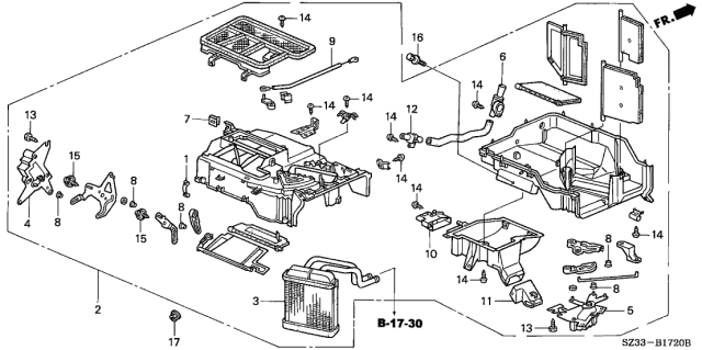 2000 Acura RL Heater Unit Diagram