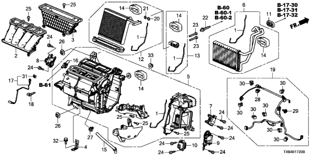 2014 Acura ILX Duct, Defroster Joint Diagram for 79029-TX6-A00