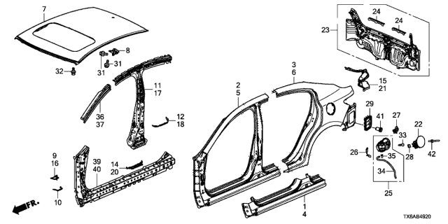 2021 Acura ILX 4 Door 24TECH (A-SPEC) KA DCT Outer Panel - Rear Panel Diagram