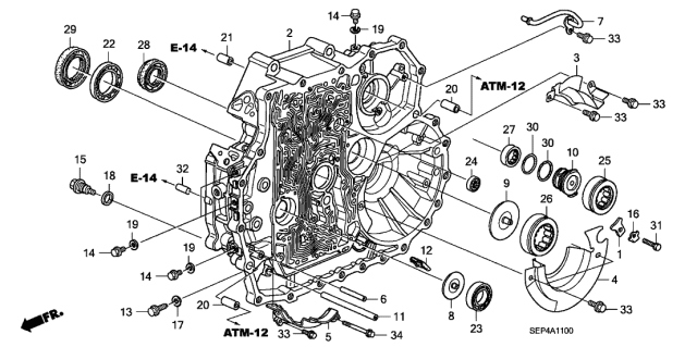 2007 Acura TL 4 Door BASE (NAVIGATION) KA 5AT AT Torque Converter Case Diagram