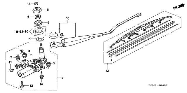 2006 Acura RSX Motor, Rear Windshield Wiper Diagram for 76710-S6M-013