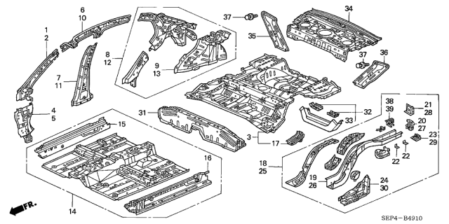 2005 Acura TL Floor - Inner Panel Diagram