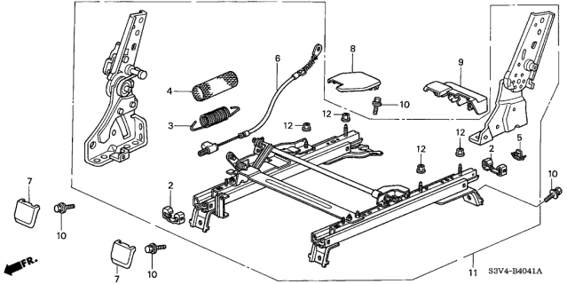2001 Acura MDX 5 Door STD KA 5AT Middle Seat Components Diagram 2