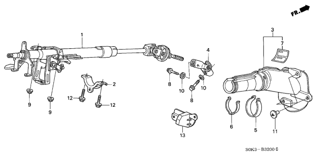2003 Acura TL 4 Door TYPE-S KA 5AT Steering Column Diagram