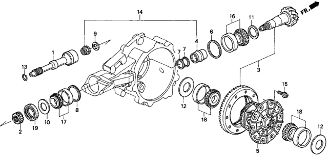 1997 Acura TL 4 Door BAS3.2 KA 4AT AT Differential Gear (V6) Diagram