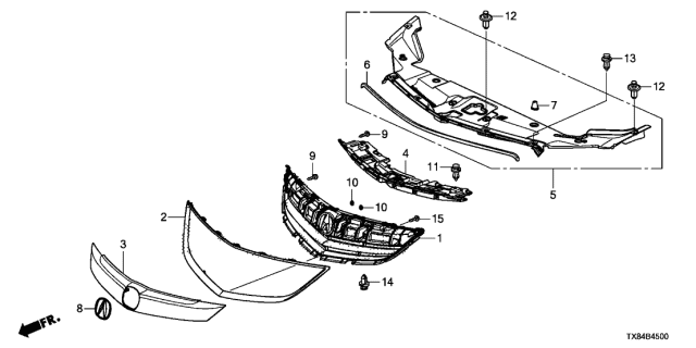 2013 Acura ILX Hybrid 4 Door TECH KL CVT Front Grille Diagram