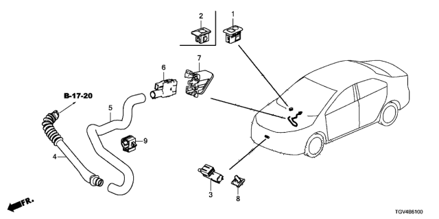 2021 Acura TLX Ambient Sensor Clip Diagram for 91555-TR0-G01