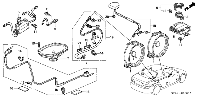 2005 Acura TSX Speaker Assembly,6X9 Sin Diagram for 39120-SEA-305