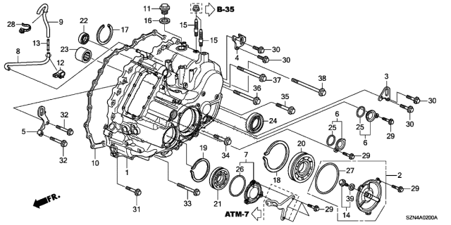 2013 Acura ZDX AT Transmission Case Diagram