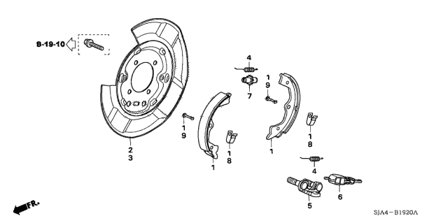 2012 Acura RL Parking Brake Shoe Diagram