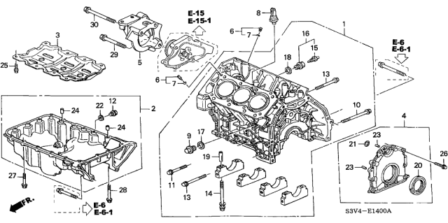 2002 Acura MDX Cylinder Block - Oil Pan Diagram