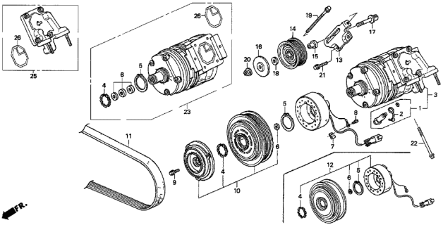 1991 Acura Legend A/C Compressor Diagram for 38810-PY3-A01