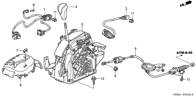 2002 Acura RSX Select Lever Diagram