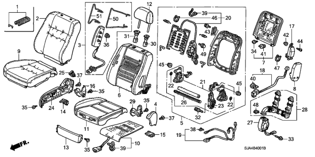 2006 Acura RL Front Seat Diagram 2