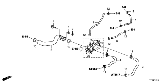 2015 Acura TLX Connecting Pipe Diagram for 19505-5A2-A02