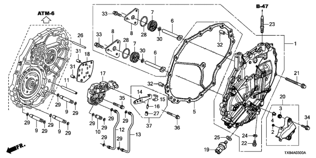 2013 Acura ILX Hybrid Pipe A, Manual Valve Body Diagram for 22771-RBL-000