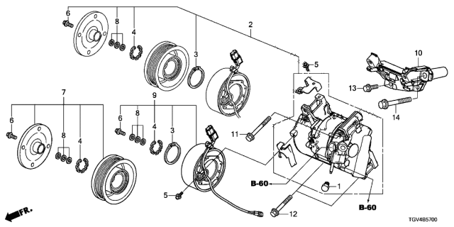 2021 Acura TLX 4 Door BASE KA XAT A/C Compressor Diagram