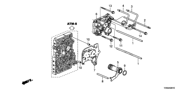 2013 Acura ILX AT Regulator Body Diagram