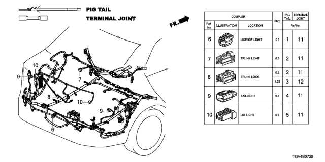 2021 Acura TLX Electrical Connector (Rear) Diagram