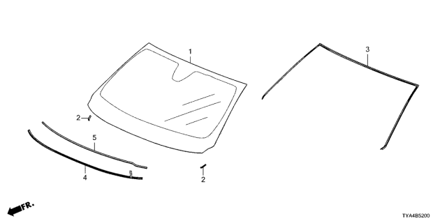 2022 Acura MDX Front Windshield Glass Set Diagram for 73111-TYA-A11