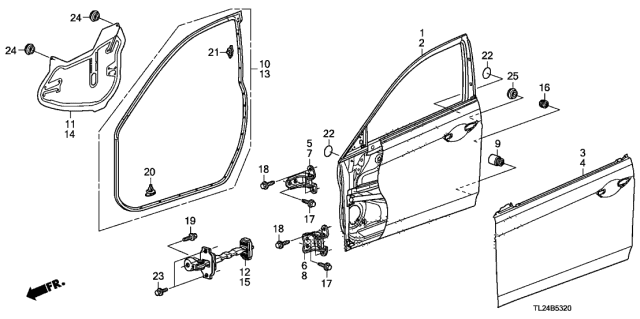 2012 Acura TSX Left Front Door Checker Diagram for 72380-TL0-003