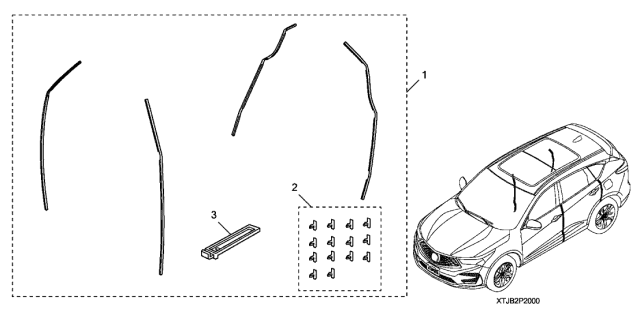 2021 Acura RDX 5 Door ADV KA XAT Door Edge Guards Diagram