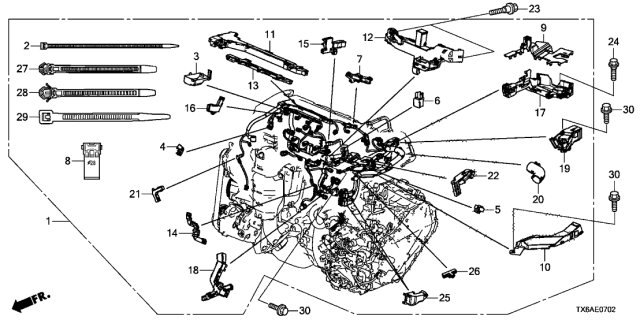 2019 Acura ILX Engine Harness Diagram for 32110-R4H-A31