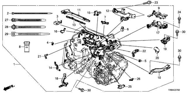 2021 Acura ILX 4 Door 24BASE KA DCT Engine Wire Harness Diagram
