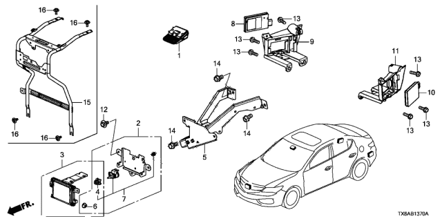 2019 Acura ILX Radar Sub-Assembly, Right Diagram for 36931-T3R-A02